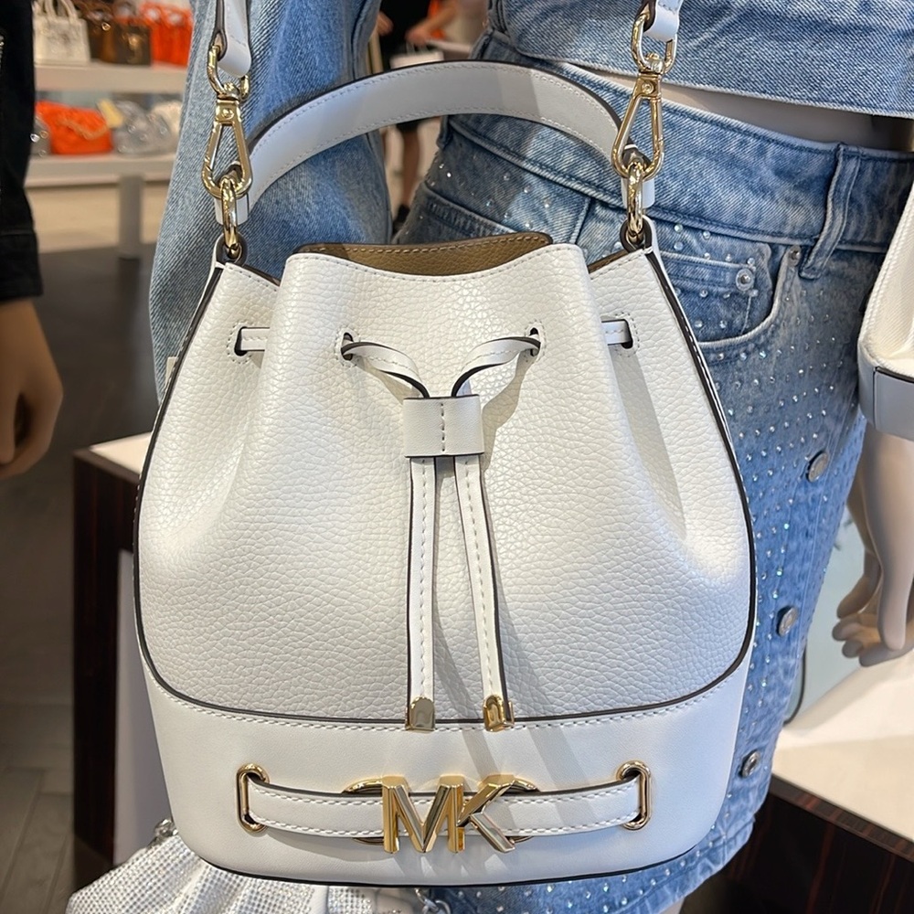 Michael Kors White Bucket Satchel